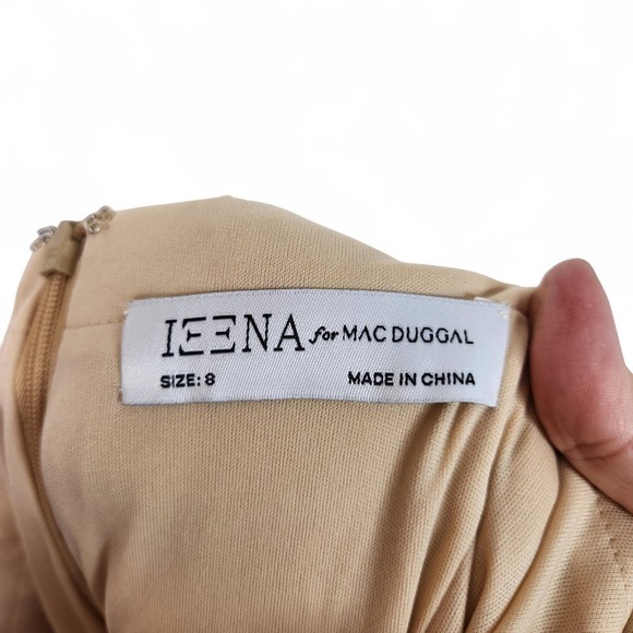 MAC DUGGAL IEENA Dress Womens 8 Gold Pleated Tiered Metallic Belted Formal 27062 - Picture 13 of 15